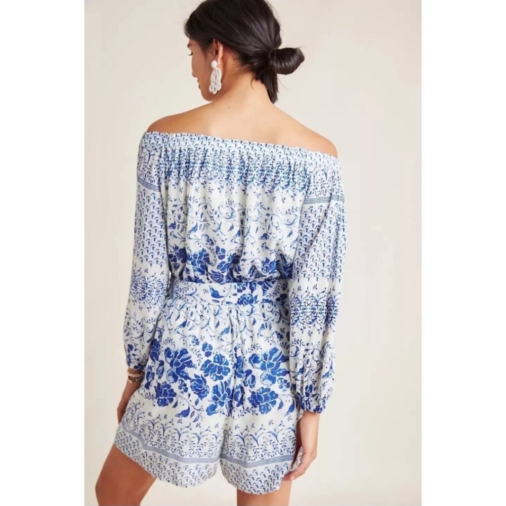 Anthropologie Clemente Off The Shoulder Floral Print Romper - Picture 2 of 7